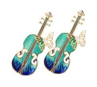 DEARMAMY 2pièces Broche Violon Bleu Pour Femme Épingle à Chapeau Et Robe Broche Instrument De Musique Lot De Broches Vintage