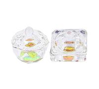 DEARMAMY 2pièces Coupe Verre pour Nail Art Lot de Coupelles avec Couvercle Récipient pour Liquide à Ongles