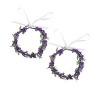 DEARMAMY 2pièces Couronne De Fleurs Violette Pour Mariage Accessoires Photo Bandeau Floral Avec Fleurs De Lavande Pour Spéciales