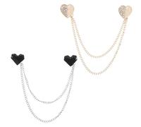 DEARMAMY 2pièces Fringe Avec Pompon Broche De Cœur Pour Femme Bijoux Pour Cardigan Robe Manteau
