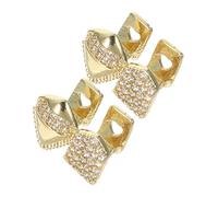 DEARMAMY 2pièces Grills Dentaires Décoratifs Zirconia Pour Halloween Dents Vampire Brillantes Accessoires Hip Hop Pour Costume Rapper Bijoux Cosplay Fausse Dent Vampire Solide