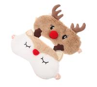 DEARMAMY 2pièces Masque De Sommeil Peluche Doux Carton Renne Cache-yeux Confortable Pour Nuit Et Sieste Tissu Câlin Et Anti-lumière Pour Voyage Et Domicile