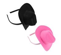 DEARMAMY 2pièces Mini Cowboy Hat Headbands for Women and Girls Lightweight Western Dance Headband Holiday Accessory Comfortable and Versatile for Party Costume Use