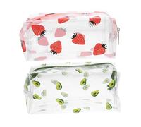DEARMAMY 2Pièces Organisateur de Voyage Pratique Lot Multifonction Étanches Trousse de Toilette Portable Transparent Strawberry Avocado