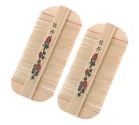 DEARMAMY 2pièces Peigne à Cheveux Double Face Bambou pour Antipelliculaire Toilettage de Chiens et Chats avec Dents Fines pour Élimination