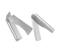 DEARMAMY 2pièces Peigne Pliant Portable Pour Hommes Peigne à Barbe Et Moustache De Voyage Petit De Poche Métal Mini De Barbier