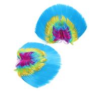 DEARMAMY 2pièces Perruque Punk Arc-ciel Perruque De Fête Pour Halloween Cosplay Coiffure