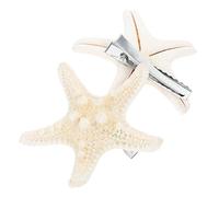 DEARMAMY 2pièces Pince à Cheveux Étoile de Mer Étoile à Cinq Branches Accessoire de Plage pour Femmes et Filles Blanc