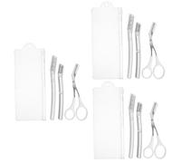 DEARMAMY 3 Ensembles Ensemble De Tondeuse à Sourcils Coupeur Femme Outil Hommes Kit De Ciseaux à Sourcils Pour Front Trousse Rasoir Enfilage Marié Plastique Transparent