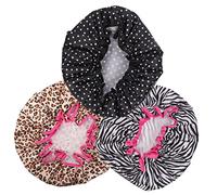 DEARMAMY 3 Pièces Bouchon de imperméable chapeaux dames doublé réutilisable bonnet de couchage capot endormi soie beau chapeau de bonnets de nuit pour femmes casquette demain
