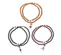 DEARMAMY 3 pièces Bracelet Multi- Perles de Bois Perles pour Femmes Bracelet Bouddhiste Ajustable pour Méditation Confort et Style Polyvalent Lot