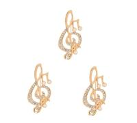 DEARMAMY 3 Pièces broche note de musique épingle pour chapeaux musique badges broches femme pearl brooch épingle à nourrice broche de manteau broche symbole de la musique alliage Golden