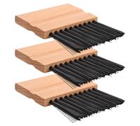 DEARMAMY 3 Pièces Brosse pour Plaque D'arbitre avec Manche en Bois, Petite | Nettoyage de Home Plate, Terrain Baseball et Softball, Fibres Robustes, Usage Arbitres, Dimensions 4,3x3,2x0,4