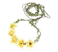 DEARMAMY 3 Pièces couronne de marguerite floral guirlande pour femme bandes bande de cheveux hair charms hair toppers bandeau femme ornement de cheveux coiffe de cosplay en tissu Yellow