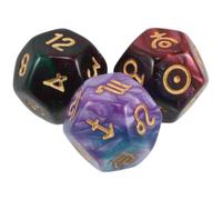 DEARMAMY 3 Pièces Dés Numérotés du Zodiaque 12 Faces en Résine, Design Unique Cosmique pour Jeux de Société et Pratiques Divinatoires, pour Utilisateurs Astrologiques