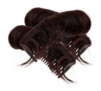 DEARMAMY 3 Pièces Morceau De Sur Le Dessus De La Tête Bouchée De Cheveux Bosse De Cheveux Dark Brown Acrylique