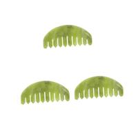 DEARMAMY 3 Pièces peigne de massage en jade pellicules portable peignes à cheveux diapositives pour masseur de corps outil de grattage du cuir chevelu Xiuyu Green