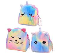 DEARMAMY 3 Pièces Porte-Monnaie Cartable School Bag sachets Zip Sacoche Voyage kit de Voyage Mini Enfants polochon d'école Portefeuille pour Les Filles de Filles Peluche