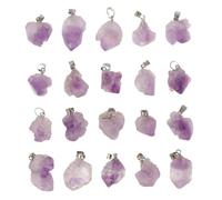 DEARMAMY 30 pièces Lot Pendentifs Irréguliers Pierre Naturelle Améthyste pour Fabrication de Bijoux Charmes Chakra Résistants Accessoires DIY pour Colliers et Bracelets