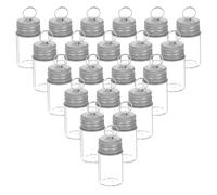 DEARMAMY 30 pièces Mini Flacons Verre Transparent pour DIY Petites Bouteilles à Souhaits avec Bouchon Argenté et Anneau Flacons à Message Décoratifs pour Souvenirs et Cadeaux