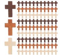 DEARMAMY 300 Breloques Croix en Bois Vintage 22X15 MM Trou Horizontal Assortiment Blanc Laiteux Marron Clair et Foncé Mini Pendentifs Crucifix pour Création de Bijoux Bracelets et
