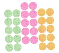 DEARMAMY 30pièces Lot De Éponges Rondes Pour Visage Exfoliantes Et Nettoyantes Fabriquées Pulpe De Bois Douce Pour Peau