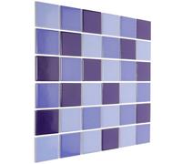 DEARMAMY 36 Pièces Carrelage Céramique Bleu Brillant pour Piscine et Cuisine Mosaïque Décorative sans Joint Résistant et Polyvalent pour Salle de Bain Sol et Dosseret