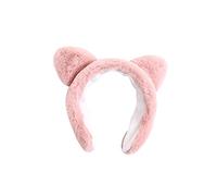 DEARMAMY 3pièces Bandeau Oreilles Chat Large Femme Cheveux Noir Blanc Rose Coiffe Accessoire Serre-tête Maquillage Lavage