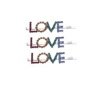 DEARMAMY 3pièces Barrettes Cheveux Colorées Avec Lettres Anglaises Et Pinces Pour Femmes Et Filles Lot De Barrettes