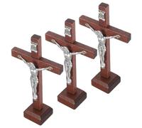 DEARMAMY 3pièces Croix Bois Décorative Pour Autel De Jésus Croix De Table Chrétienne De Bois Pour Baptême Et Prière
