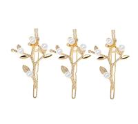DEARMAMY 3pièces Épingles Cheveux Fleurs Forme de Branche Accessoires Cheveux Perle Métal Pinces Barrettes Décorations pour -longs