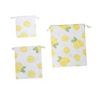DEARMAMY 3pièces Lemon Drawstring Bag Sac De Rangement pour Maquillage Thé Et Grand Moyen Petit