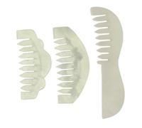 DEARMAMY 3pièces Peigne De Massage Jade Naturel Pour Cheveux Femmes Peignes Soins Chevelu Détente Formes Rectangulaire Bordée Et Croissant Anti-rayures Et Confort