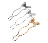 DEARMAMY 3pièces Peignes à Cheveux Forme De u Pince à Cheveux Métal Peigne Latéral Épingles à Chignon Accessoires De Coiffure Pour Mariage Support De Queue De Cheval Pour Femmes Et Filles