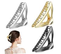 DEARMAMY 3pièces Pinces à Cheveux à Griffes Forte Tenue Métalliques Grandes Pinces à Mâchoires pour Cheveux Épais et Fins