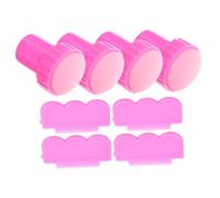 DEARMAMY 4 Ensembles Outil de timbre d'ongle à ongles Clous art décoration pour les ongles estampillage tampon de manucure de salon tampon à ongles Plastique Rosy