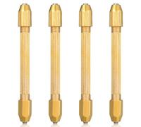 DEARMAMY 4 Mini Forets Manuels à Double Tête Dorés, Outil de Sculpture Précis en Cuivre, Taille Compacte pour Réparation de Montres et Travaux de Micro-perçage sur Bois, Plastique