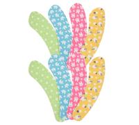 DEARMAMY 4 paires Tapis de Toilette Adhésif Imprimé Housse Siège Wc Lavable et Douce Couvre-abattant Chaud pour Salle de Bain Couleurs Jaune Bleu Rose Vert