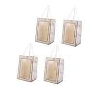 DEARMAMY 4 Pièces à main avec fenêtre fourre-tout clair pochette transparente sacoche transparente en papier d'emballage de fleurs papier kraft