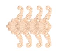 DEARMAMY 4 pièces Appliques Décoratives Bois Sculpté Ornements Floraux Sculptés Main pour Meubles Décorations Angle Vintage pour Salon et Chambre Style Européen Classique et Polyvalent