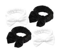 DEARMAMY 4 Pièces Bandeau Bande De Cheveux De Maquillage Bandes De Cheveux Pour Femmes Faire Se Maquiller Spa Tresser Extensible Coloré Mignon Arc Bande Nettoyante Pour Le Visage En Tissu