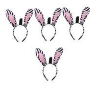 DEARMAMY 4 Pièces bandeau zèbre loup léopard oreilles de lapin noir liens homme accessoires de déguisements silletum masqué accessoires de déguisement animal adulte bandeaux filles chiffon