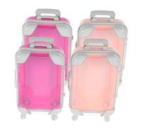 DEARMAMY 4 Pièces Boîte de Rangement Beauté pour Faux Cils Mallette Maquillage Mini Valise avec Poignée Rétractable Étanche et Antichoc Organiseur Voyage Compact pour Extensions de Cils