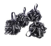 DEARMAMY 4 Pièces Boule de bain au charbon de bambou relax bille de bain Décontamination Économiser le gel consuelo nettoyage scrubber sableuse de bouffée de bain pe Black
