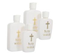 DEARMAMY 4 Pièces Bouteille D’Eau Bénite Religieuse PP 100ml, Réutilisable | Format 60ml, Simple à Remplir, Pensée Voyage, Finition Soignée et Détails Chics