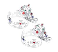 DEARMAMY 4 pièces Couronnes Décoratives pour Garçon Fille Tiara Forme de Croisée et Couronne de Reine Accessoires de Fête pour Anniversaire