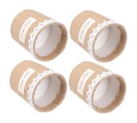 DEARMAMY 4 Pièces en toile de jute stockage Tissé fleurs faire la fête boite rangement boite de rangement coffret bonbon candy box succulent cas de plantes succulentes coton Brown