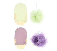 DEARMAMY 4 Pièces éponge de luffa de bain éponges exfoliantes pour le visage gommage exfoliant pour le corps scrubber boule de Mesh Pouf fabricant de bulles soie végétale