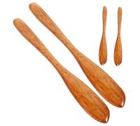 DEARMAMY 4 pièces Lot de Couteaux à Beurre Bois Épandeur Crème Multifonction pour Fromage Confiture et Gâteaux Ustensile de Cuisine Bois Naturel Spatule Tartineur Artisanale