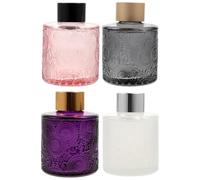 DEARMAMY 4 pièces Lot de Flacons Diffuseurs Verre Embossé pour Aromathérapie Récipient Parfum Élégant et Décor Moderne pour Chambre et Maison Couleur Aléatoire Couleur Aléatoire